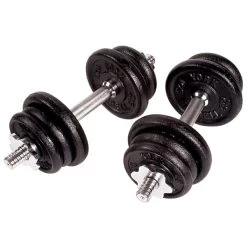 York Barbell Black Cast Iron Adjustable S/L Dumbbell Set